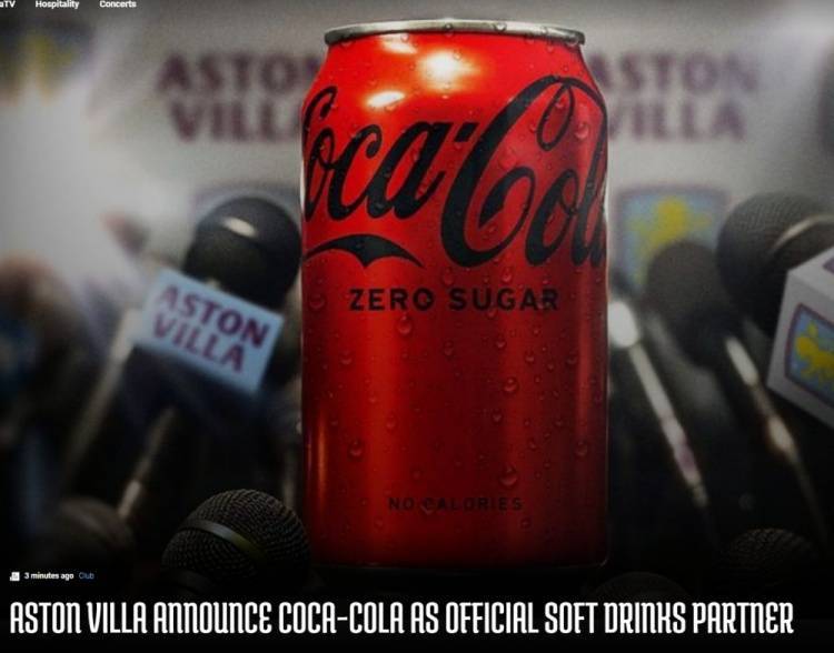皇冠体育网址-官方：阿斯顿维拉与可口可乐达成官方合作伙伴关系